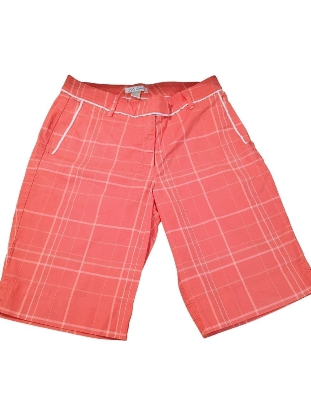 Lady Hagen Coral Plaid Golf Bermuda Athletic Shorts Size 4